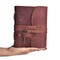 Vintage Leather Journal – 200 Handmade Vintage Deckle Edge Paper – Leather bound Journal For Women Men – Vintage Key Closure - Book of Shadows - Red Brown - 6X4 inches (A6)